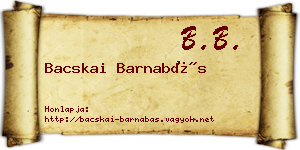 Bacskai Barnabás névjegykártya
